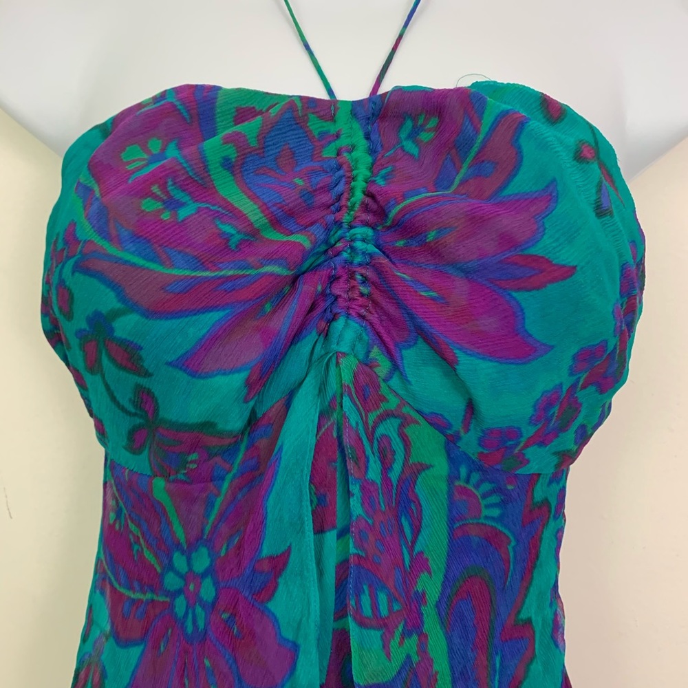 Ralph Lauren Black Label Floral‎ Layered Silk Halter Fairy Dress 4 - Picture 3 of 8
